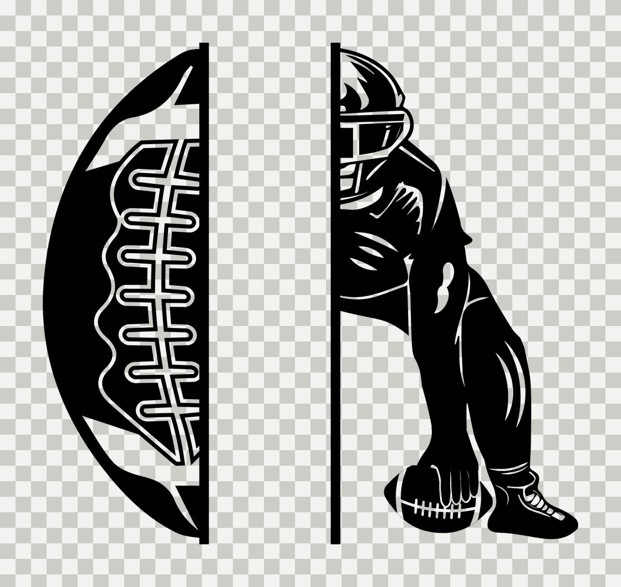 Football Player Split Graphic Design crouching helmet protective transparency and detail preview thumbnail