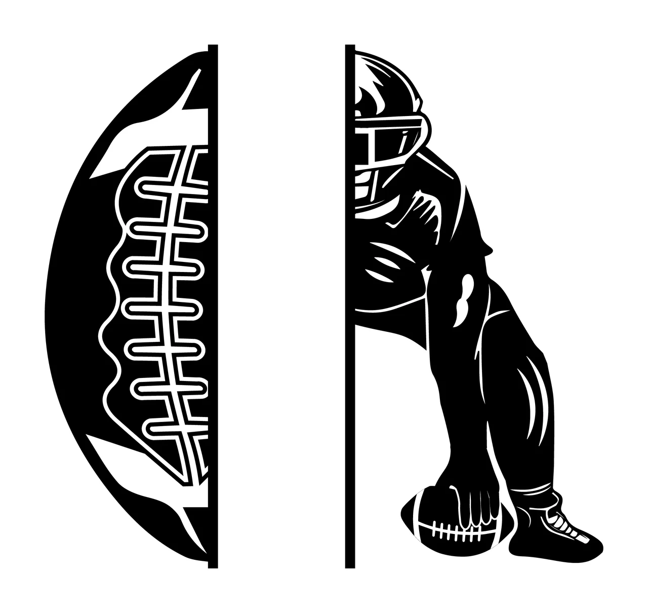 Football Player Split Graphic Design crouching helmet protective