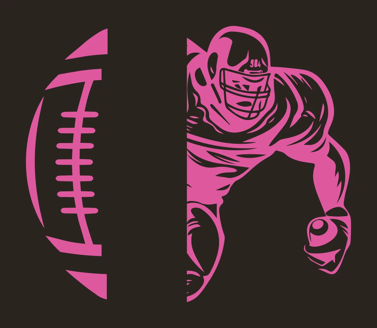 Football Split Design With Player holding helmet stencil illustration contrast preview thumbnail