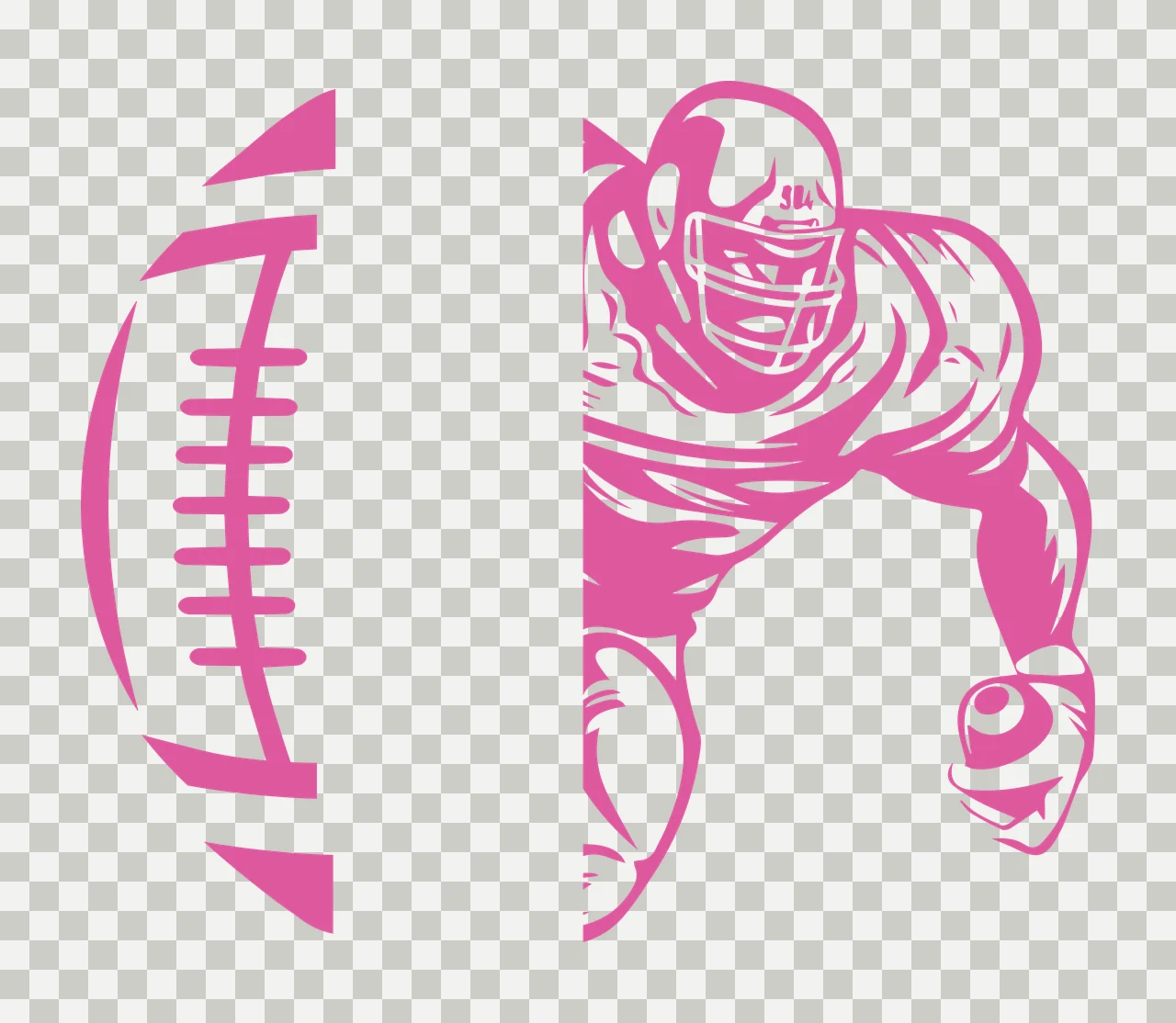 Football Split Design With Player holding helmet stencil illustration transparency and detail preview thumbnail
