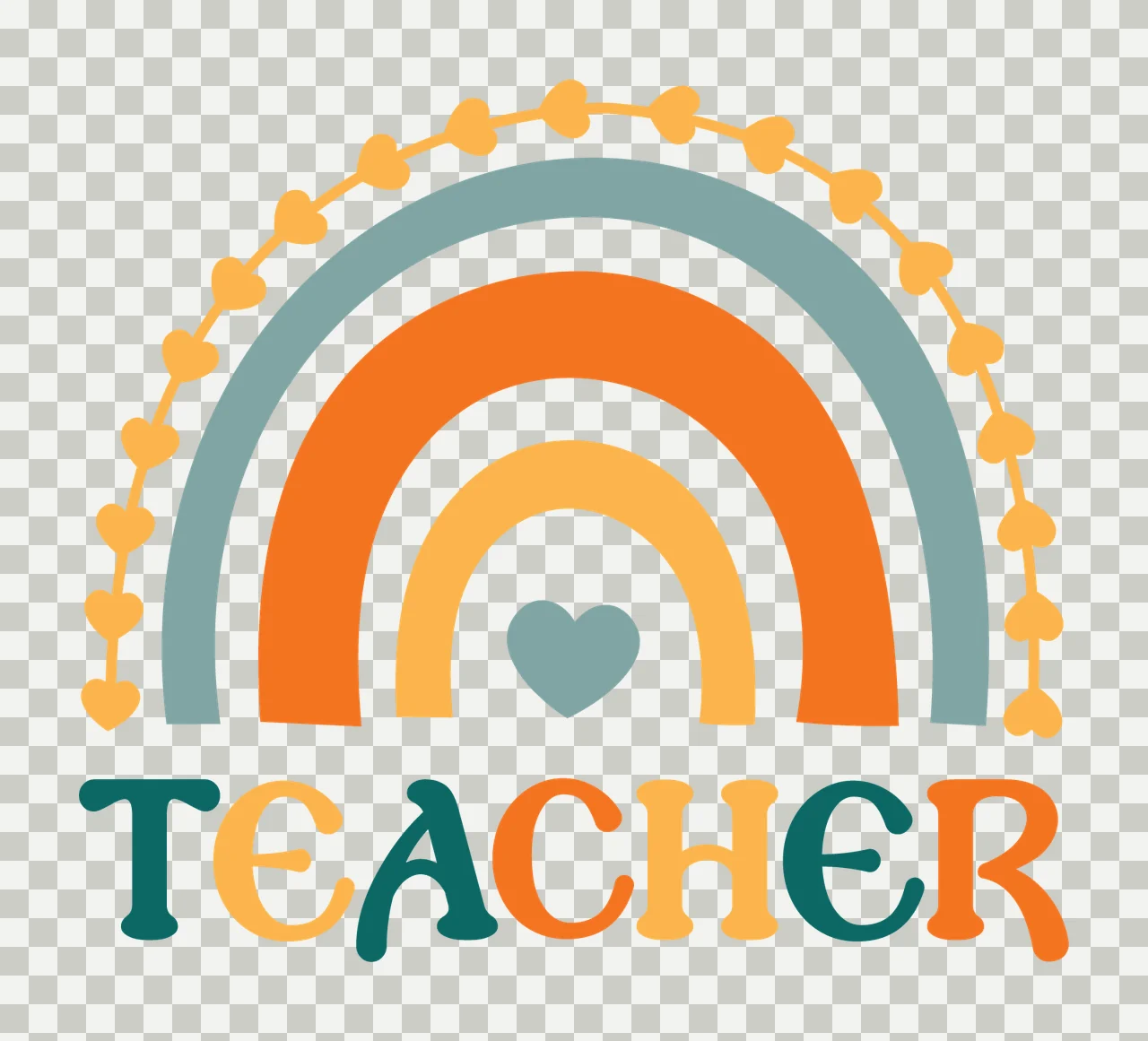 Can Glass Wrap Teacher Text With Rainbow arched hearts black transparency and detail preview thumbnail