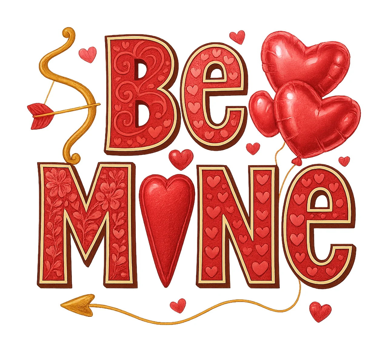 Be Mine Valentine Retro Valentine Sublimation Design