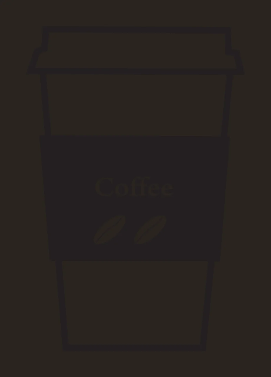 Coffee Illustrated coffee cup Design with black coffee cup, white lid, black sleeve and white 'Coffee' text contrast preview thumbnail