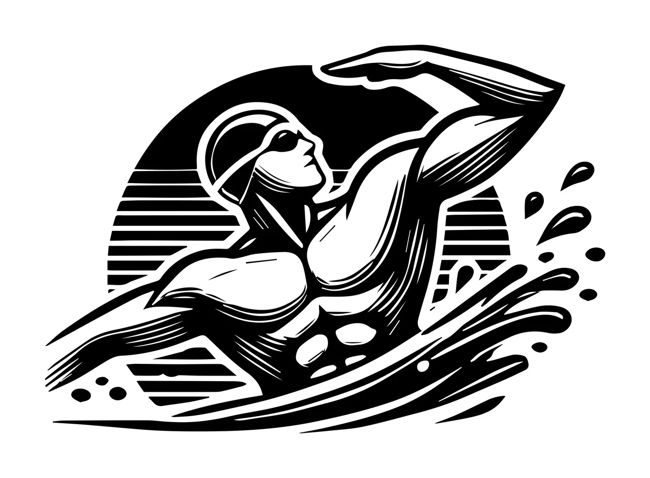 Swimming Athlete In Stylized Water Splash swimmer swim cap