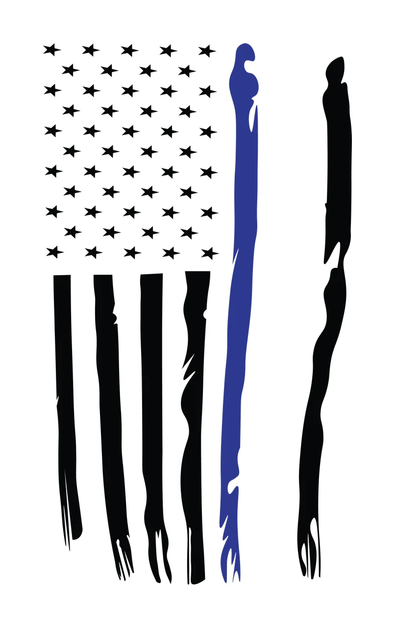 Flag Vertical Graphic With Frayed Brush Stroke Stripes stars