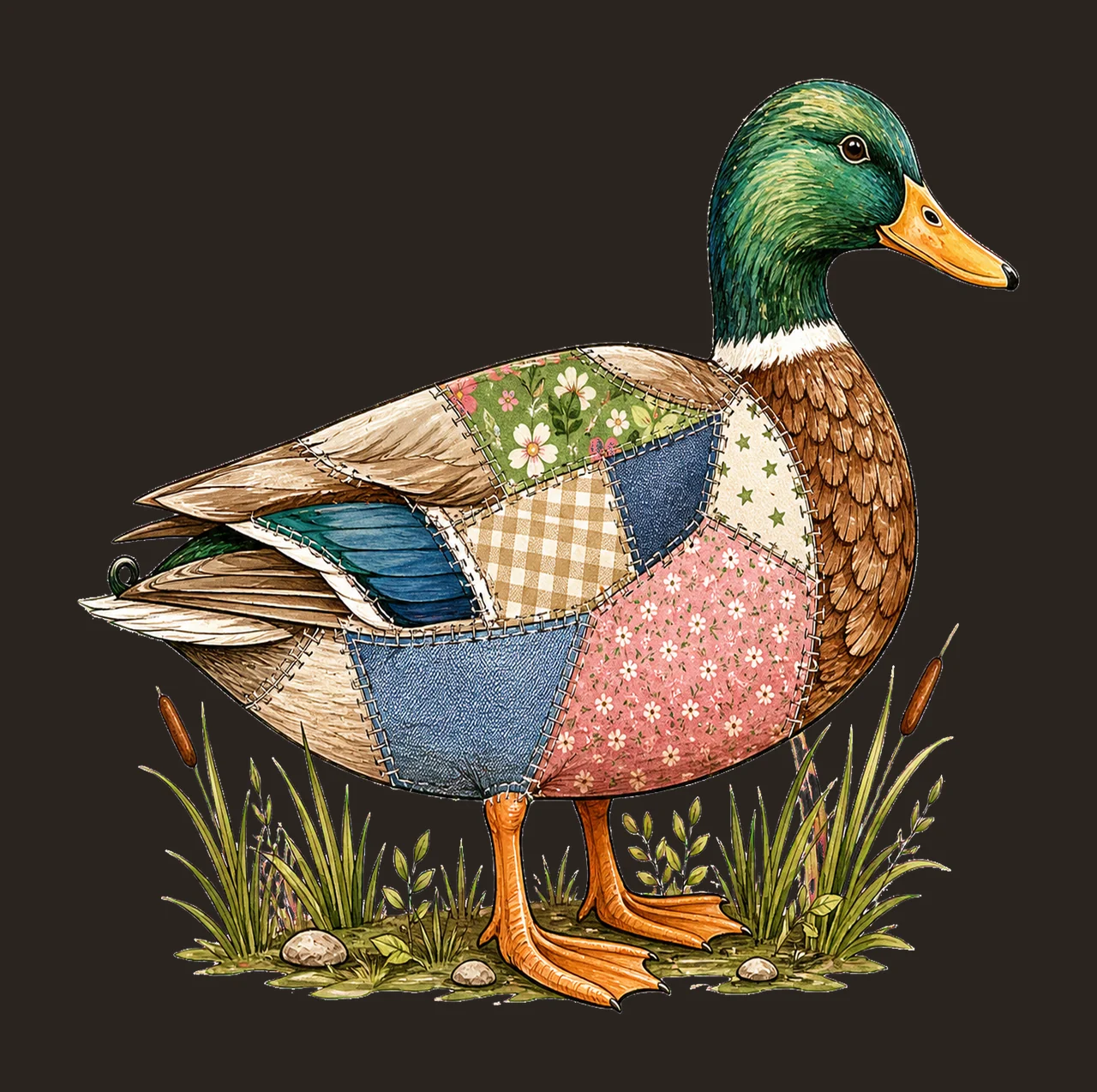 Mallard Duck Patchwork Lake Life Sublimation Variation F contrast preview thumbnail