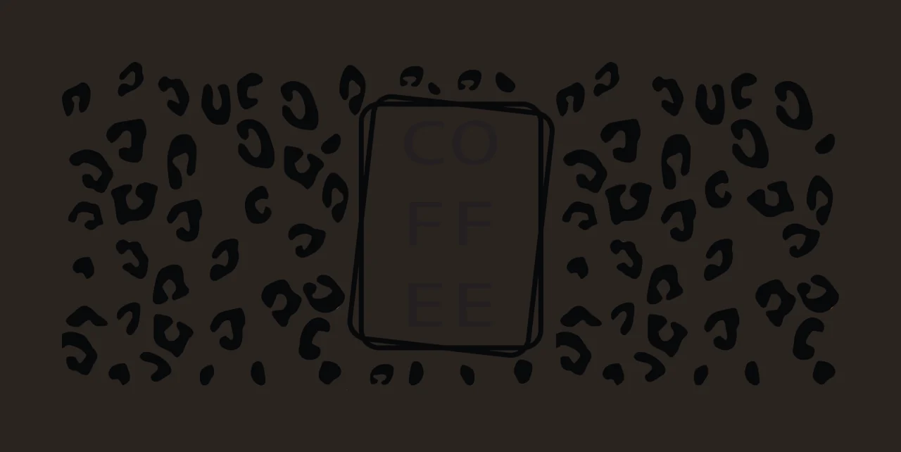Can Glass Wrap Coffee Typography Stacked Inside Rectangular Frame on Monochrome Leopard Print Pattern contrast preview thumbnail