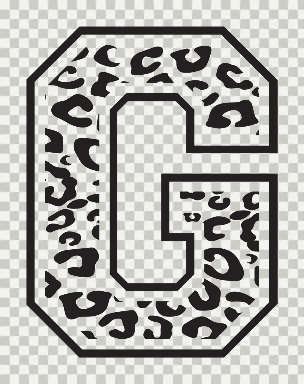 Can Glass Wrap G Letter Leopard Print Border transparency and detail preview thumbnail