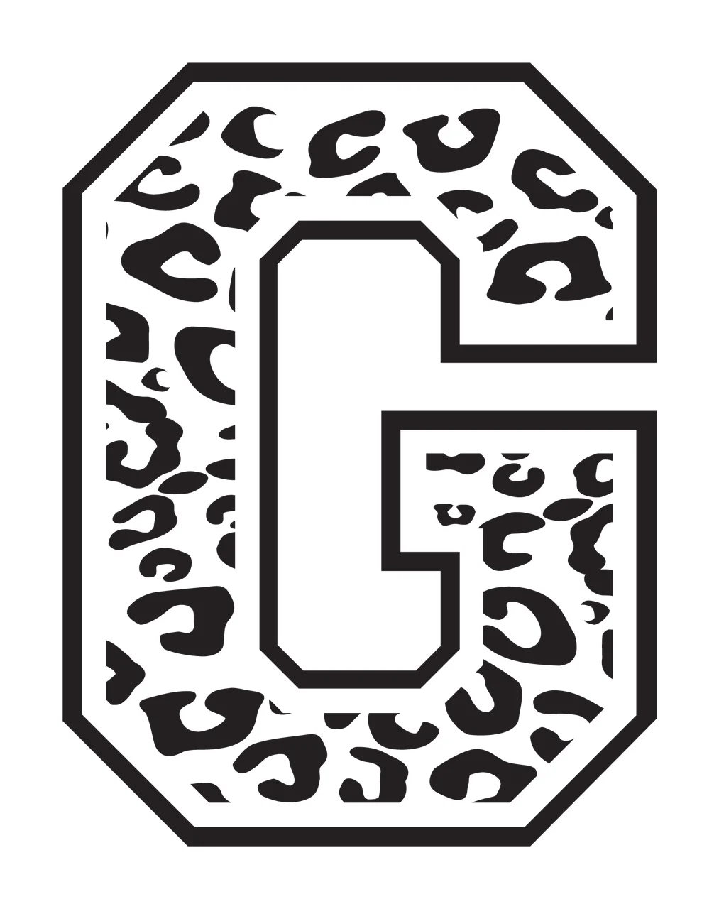Can Glass Wrap G Letter Leopard Print Border