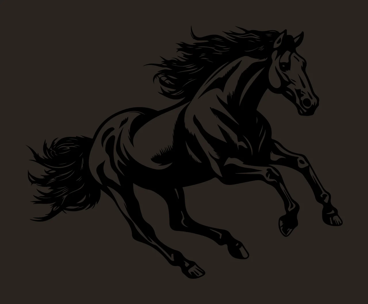 Horse Running Silhouette Graphic Art black white animal contrast preview thumbnail
