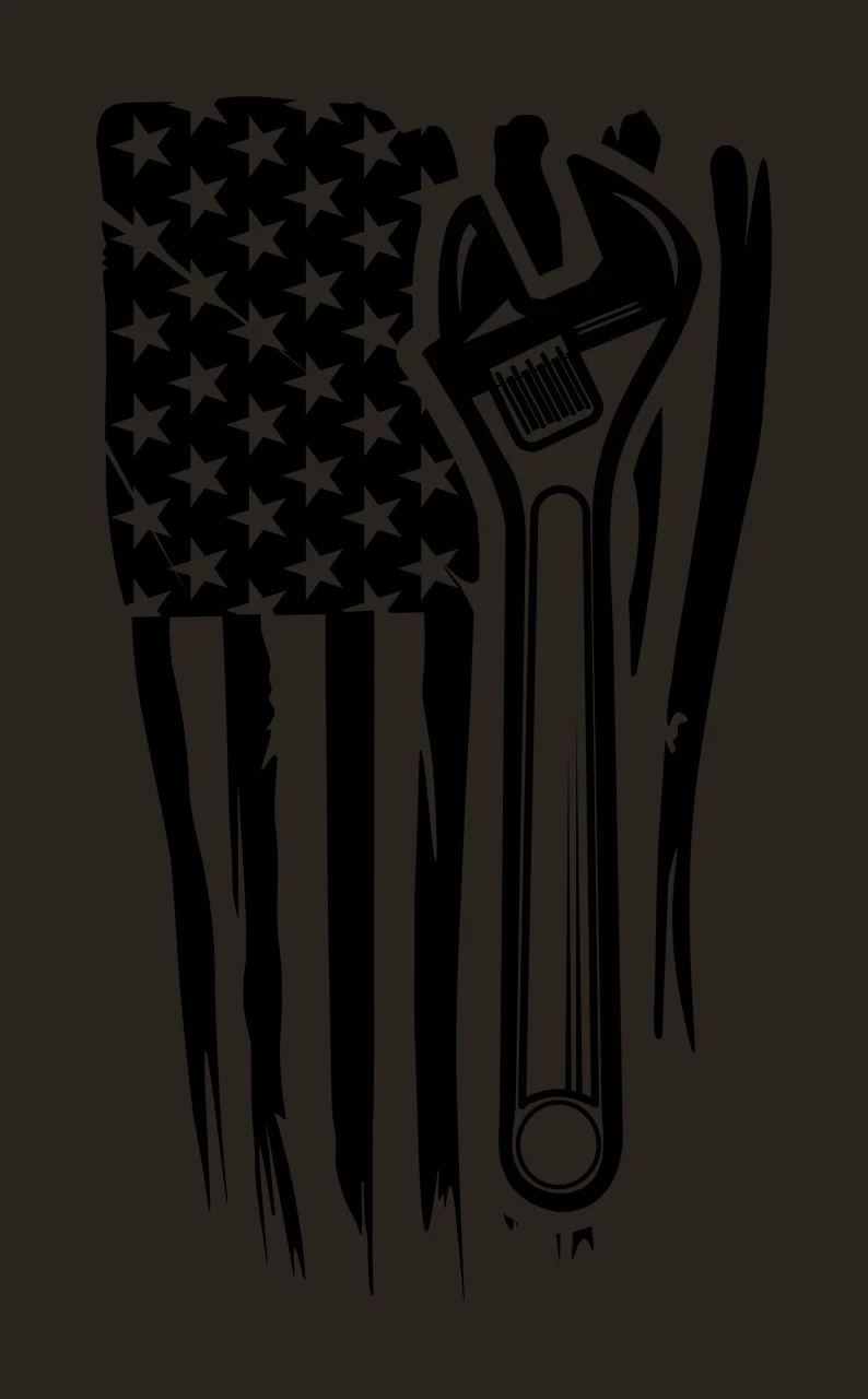 Wrench On American Flag Pattern placed distressed black white contrast preview thumbnail