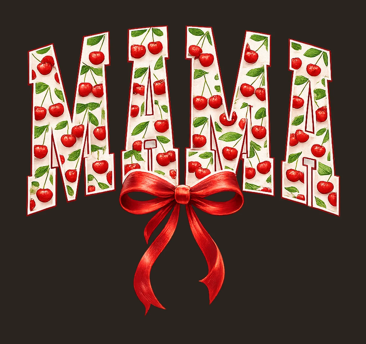 Trendy Retro Mama Cherry Birthday Design Summer Varsity contrast preview thumbnail
