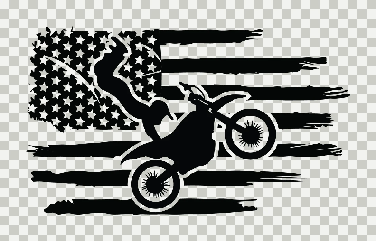 Motocross Jumper Over Distressed Flag Dirt bike rider jumping transparency and detail preview thumbnail