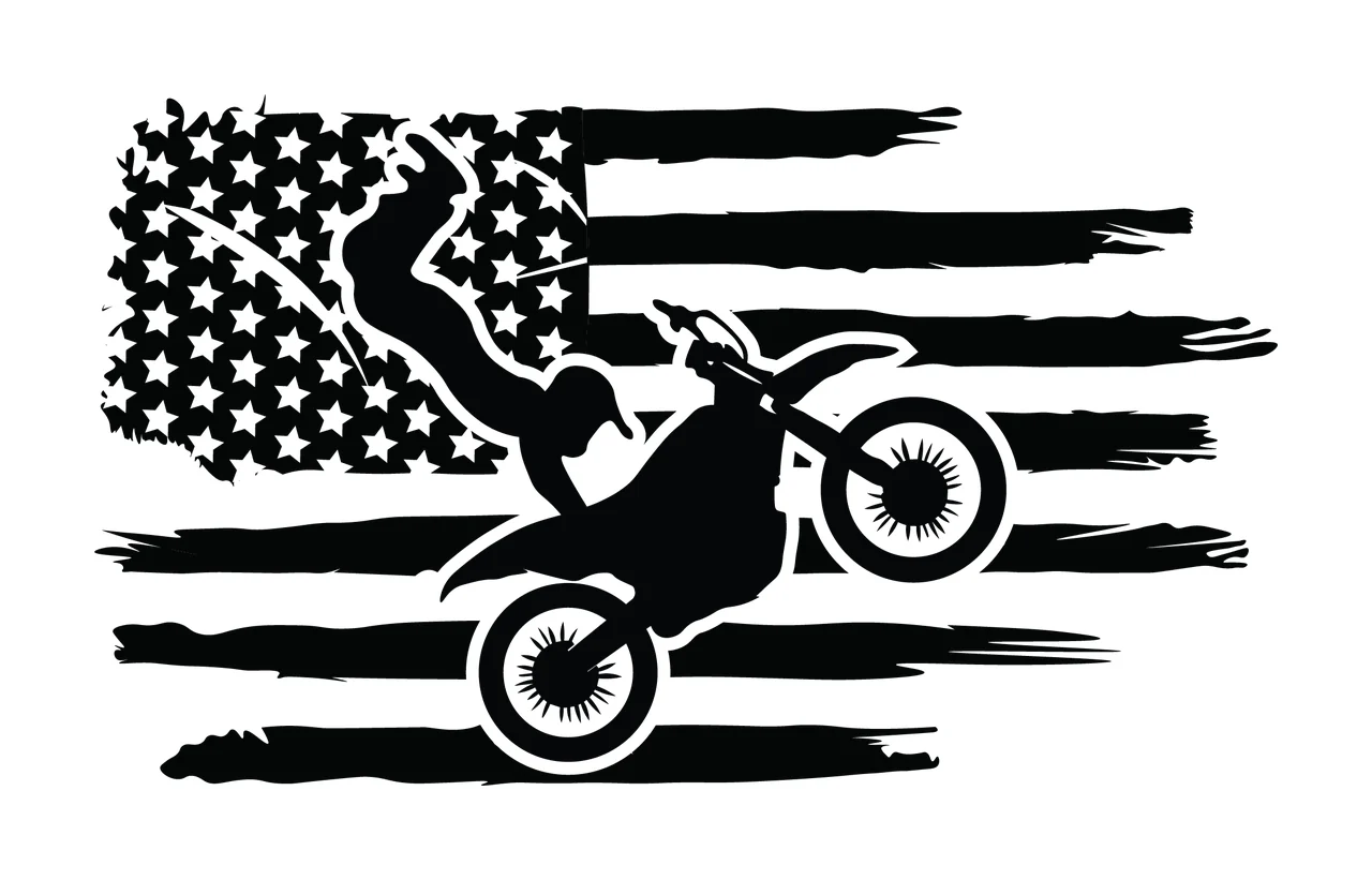 Motocross Jumper Over Distressed Flag Dirt bike rider jumping