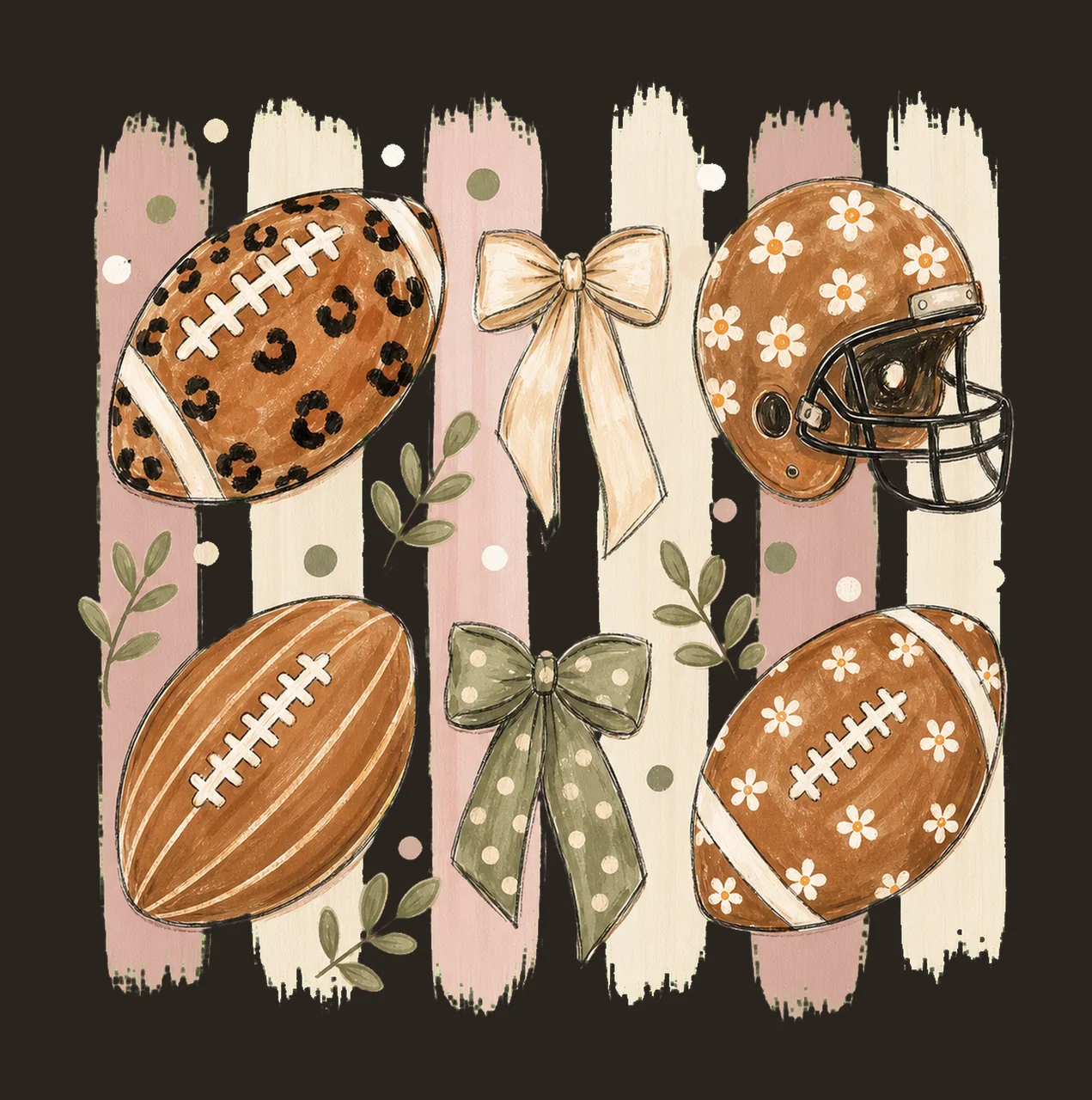 Striped Football Polka Dot Bows sublimation Variation A contrast preview thumbnail