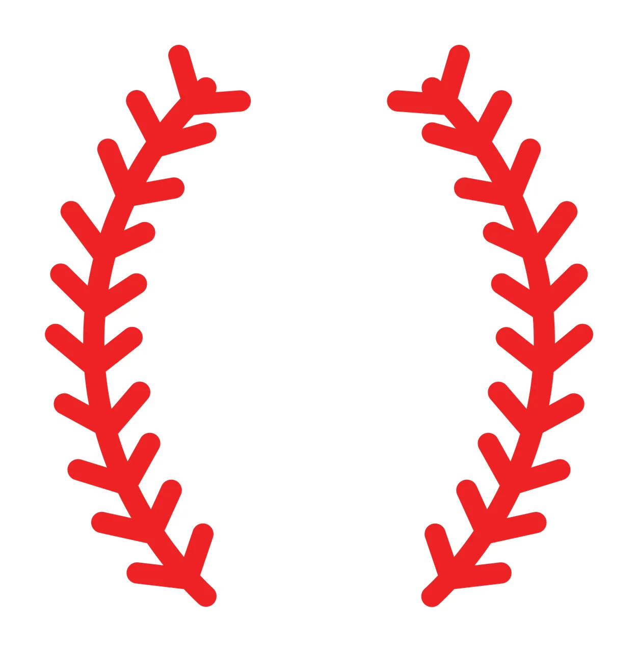 Two Opposing Curved Black Laurel Leaf Wreath Silhouette leaves