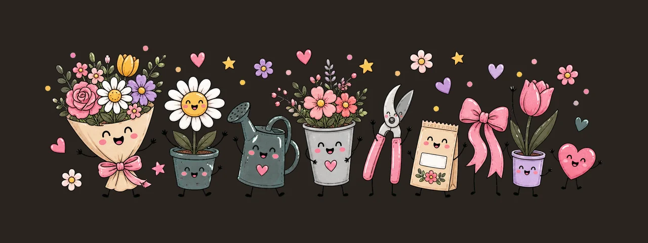 Florist Flower Shop Design Doodle Style Variation A contrast preview thumbnail