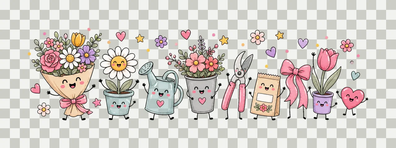 Florist Flower Shop Design Doodle Style Variation A transparency and detail preview thumbnail