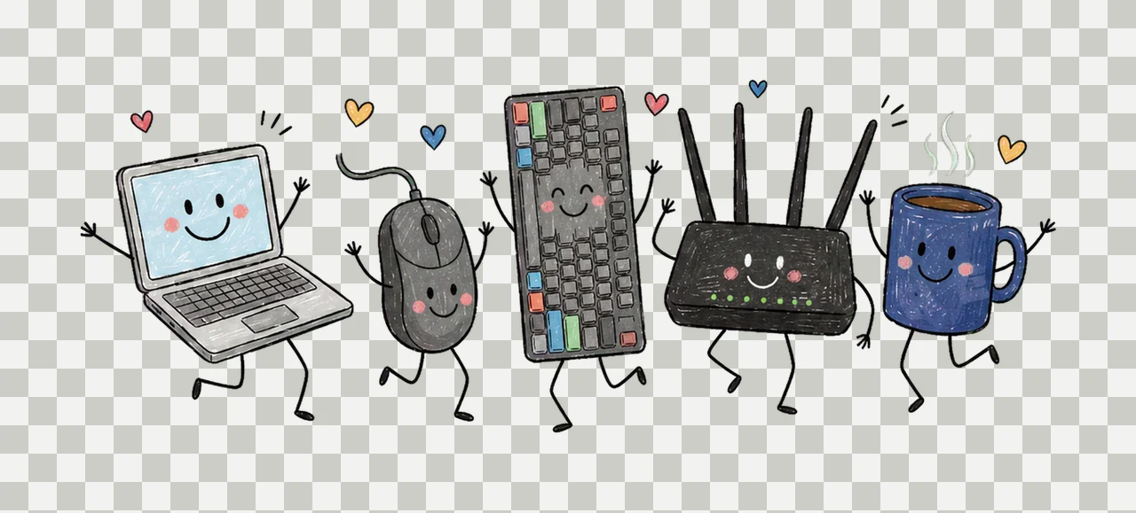 IT Doodle Computer Tech Shirt Design IT Support Variation D transparency and detail preview thumbnail