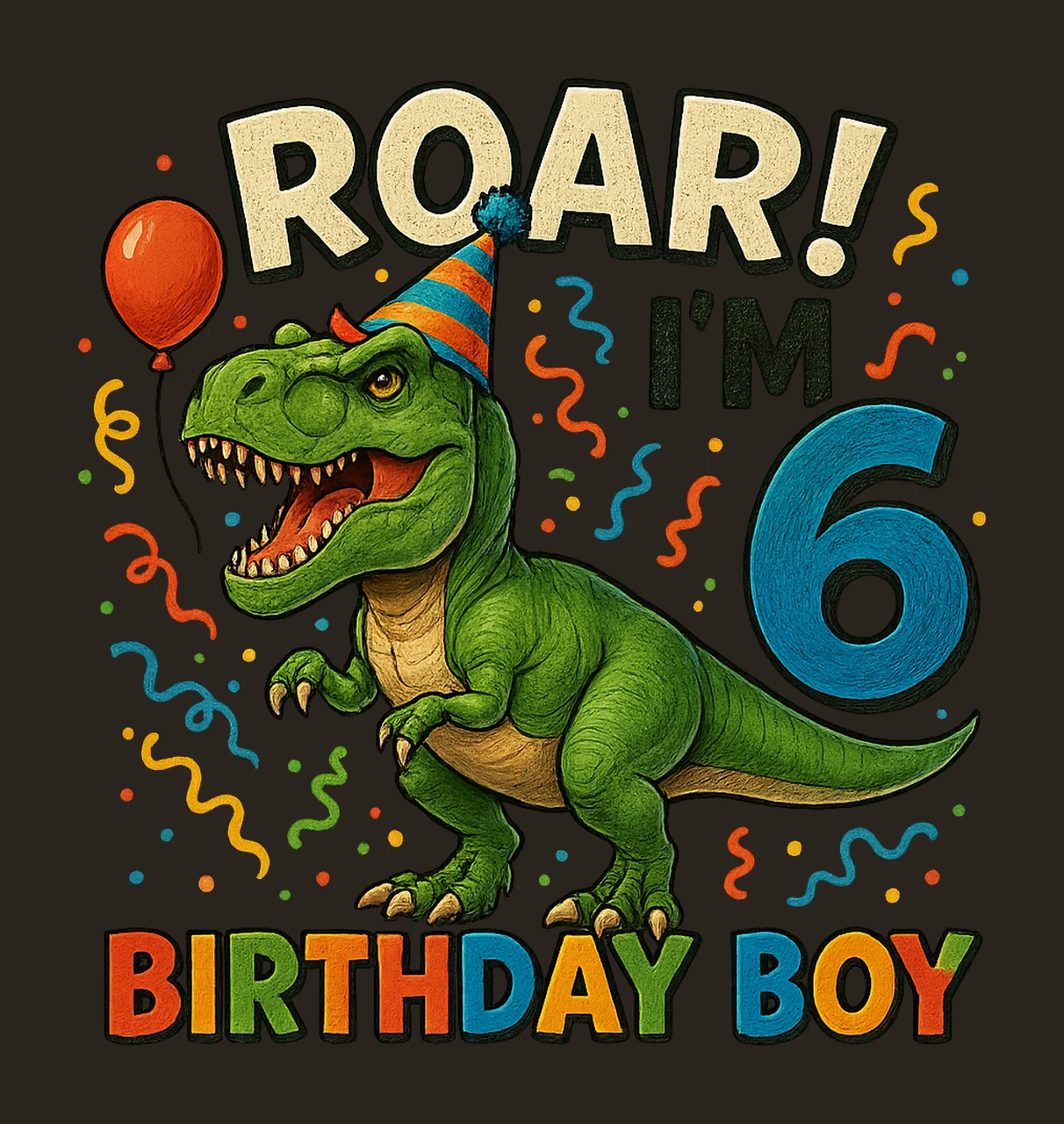 Birthday Boy Dinosaur Rex Kids Shirt Design Fun Dino Artwork contrast preview thumbnail