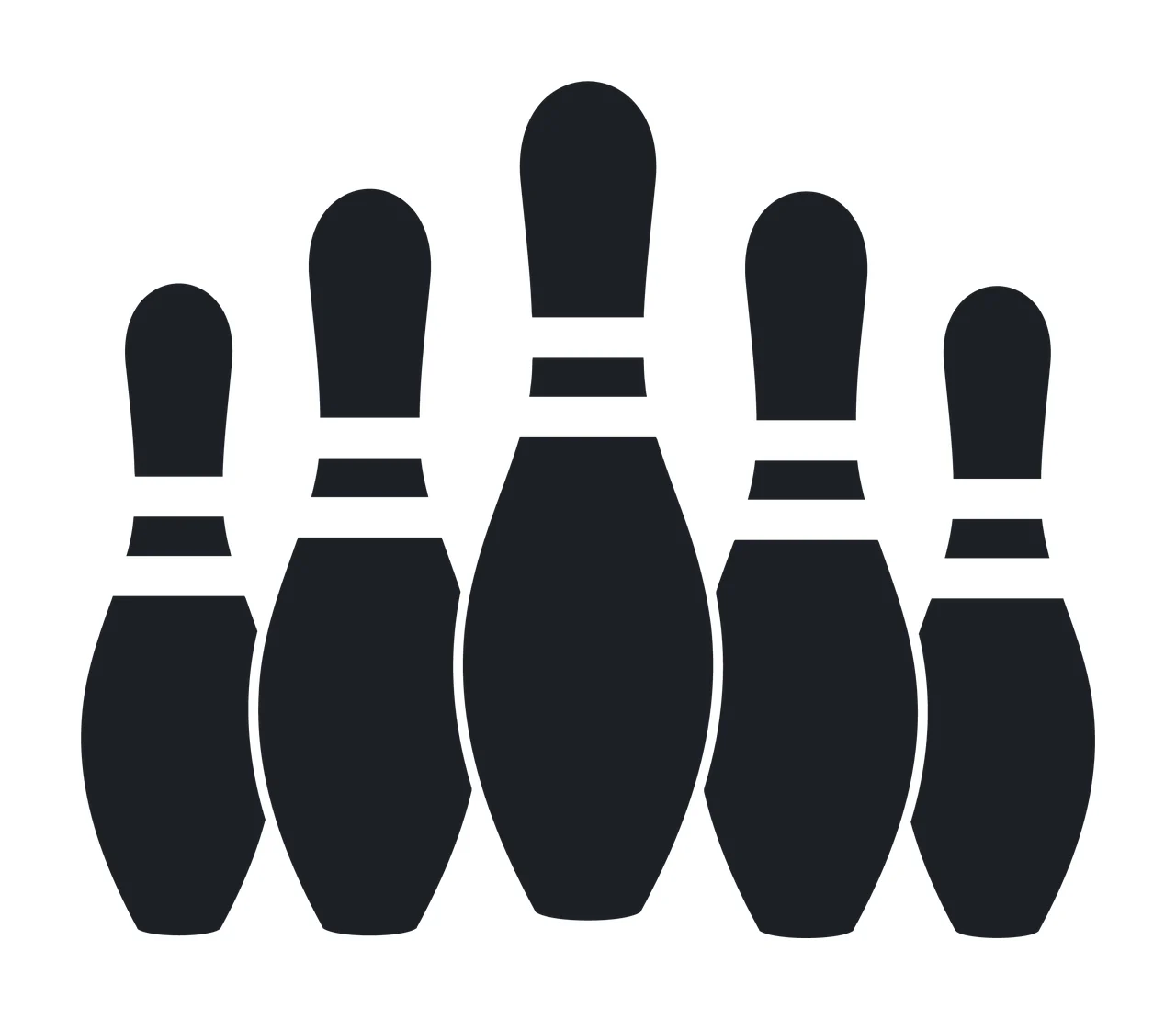 Bowling Pins With Five And Stripes