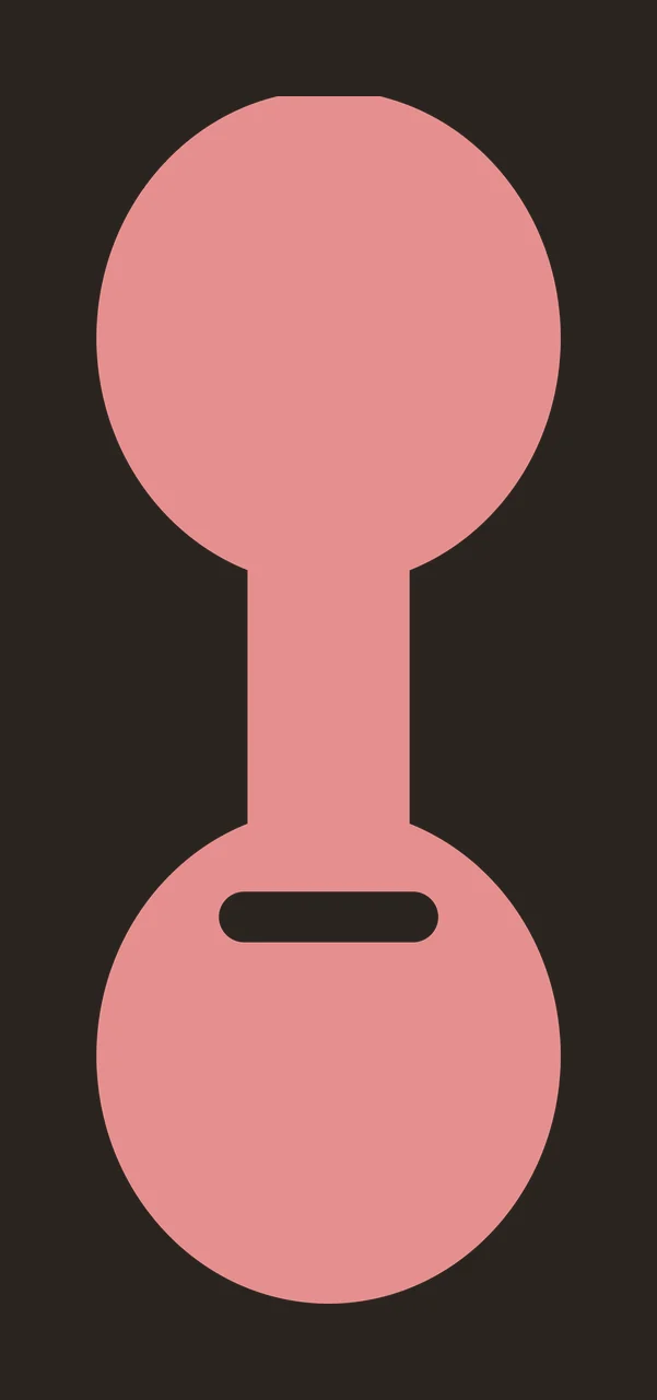 Pink dumbbell-shaped tag with white horizontal cutout with pink dumbbell shape contrast preview thumbnail