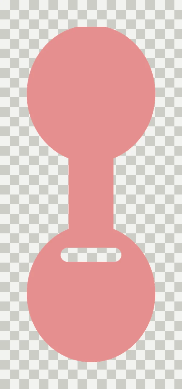 Pink dumbbell-shaped tag with white horizontal cutout with pink dumbbell shape transparency and detail preview thumbnail