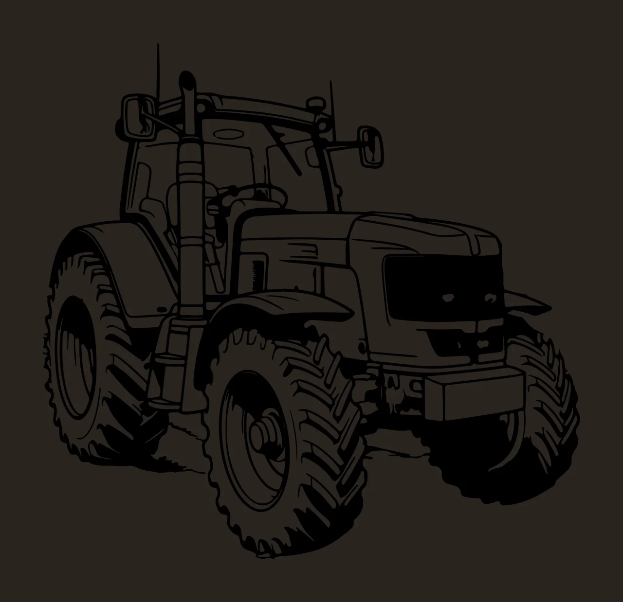 Simple Line Art Tractor Illustration stationary wheels exhaust pipe contrast preview thumbnail