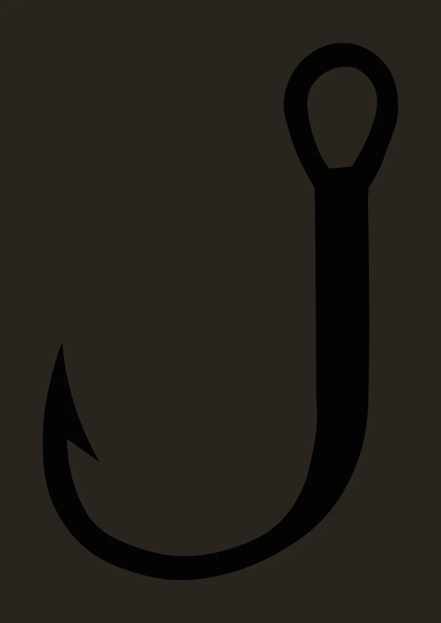 Fishing Black Simple Fish Hook Silhouette loop barb curved contrast preview thumbnail