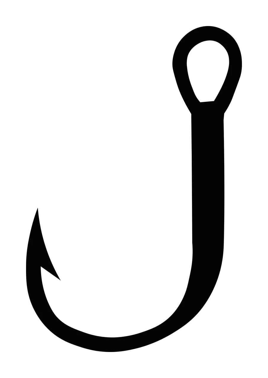 Fishing Black Simple Fish Hook Silhouette loop barb curved
