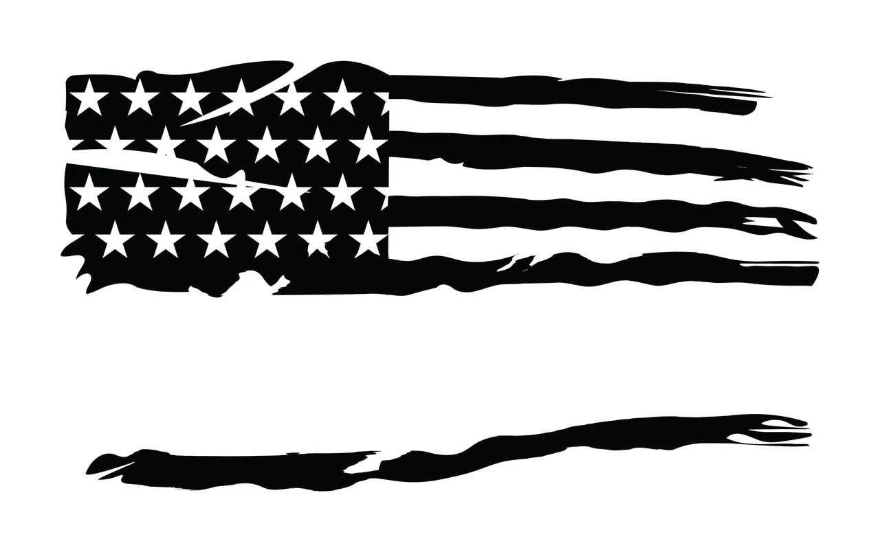Flag Distressed American Black Silhouette stars stripes brush strokes