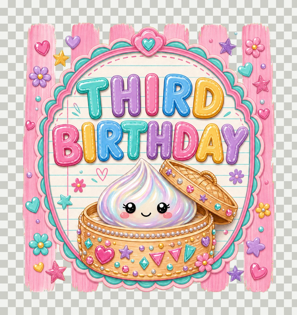 Cute Dumpling Birthday sublimation instant shirt Variation B transparency and detail preview thumbnail