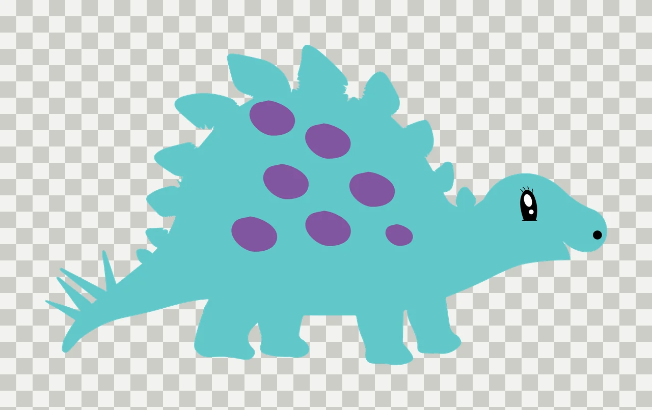 Dinosaur Stegosaurus Side Profile standing spines tail plates transparency and detail preview thumbnail