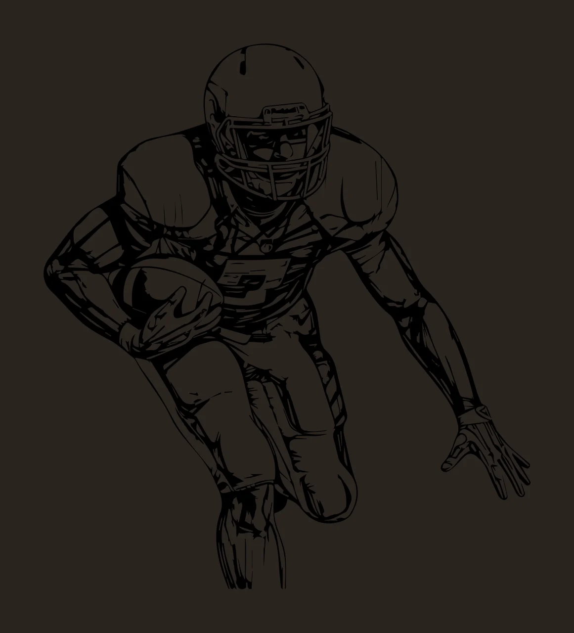 Football Player In Athletic Uniform person running helmet line art contrast preview thumbnail