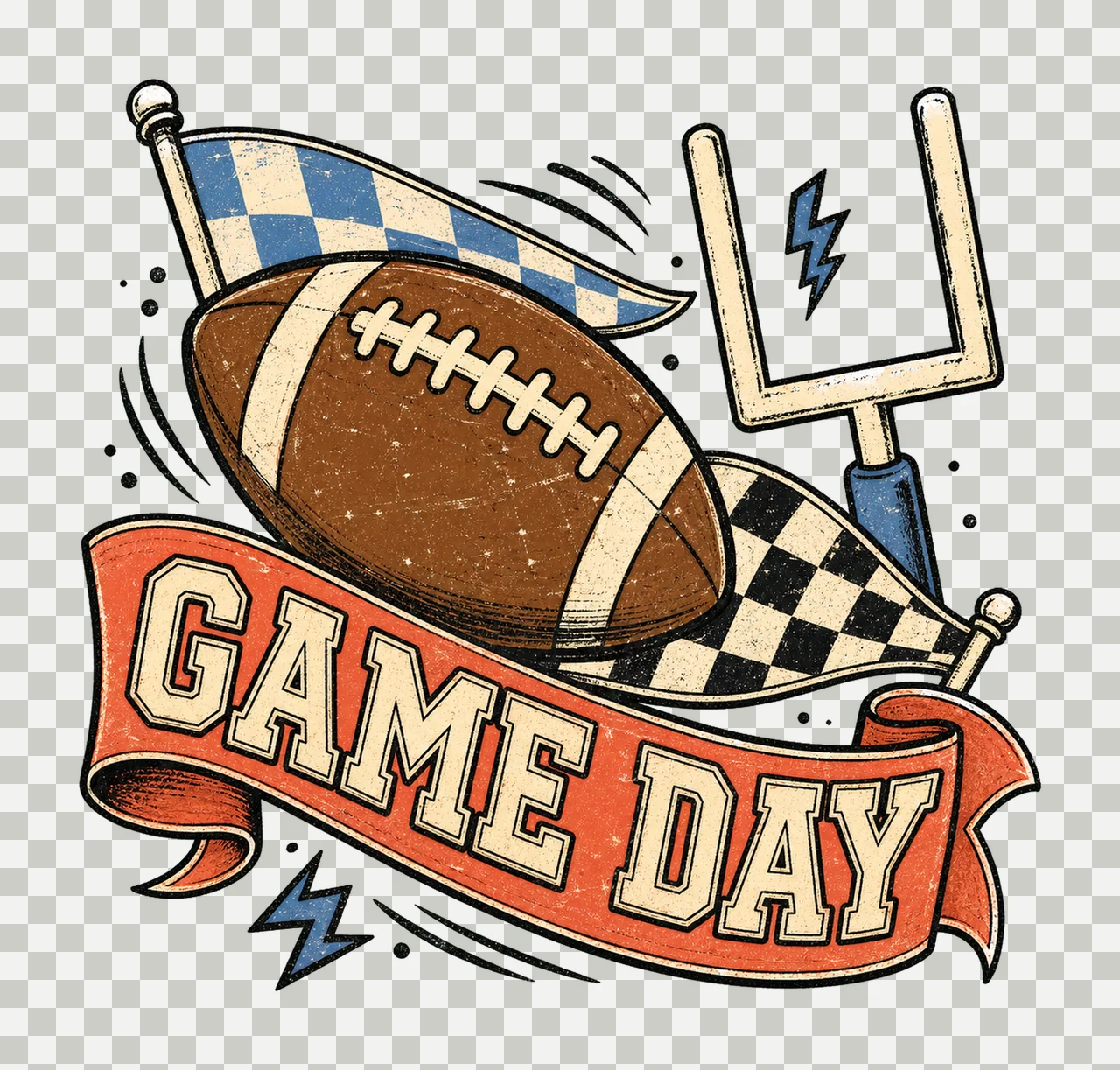 Retro Football Season Touchdown Design Varsity Variation D transparency and detail preview thumbnail