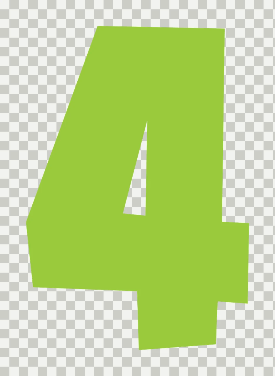 4 Bold Black Digit Four With Angular Blocky number typography transparency and detail preview thumbnail