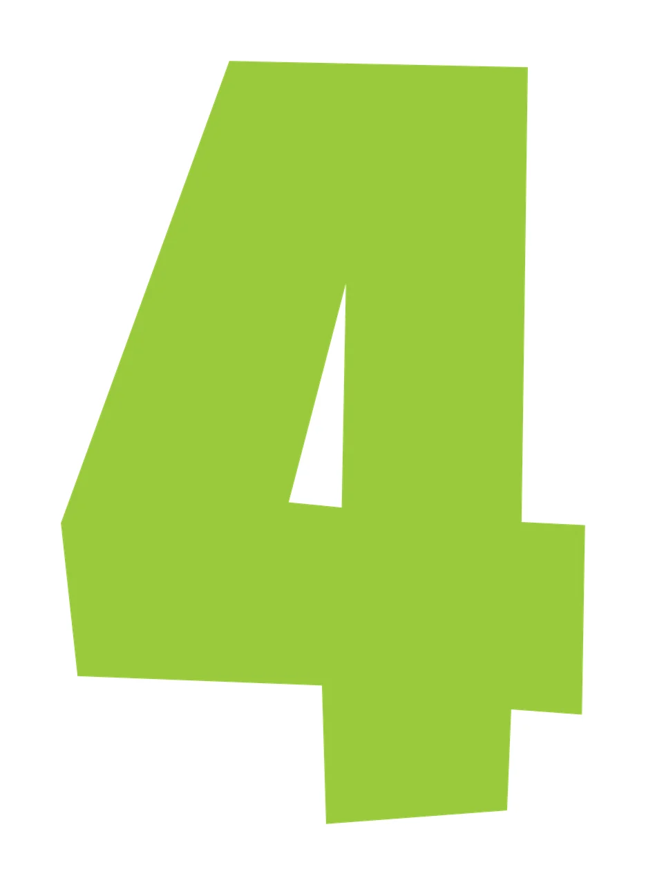 4 Bold Black Digit Four With Angular Blocky number typography