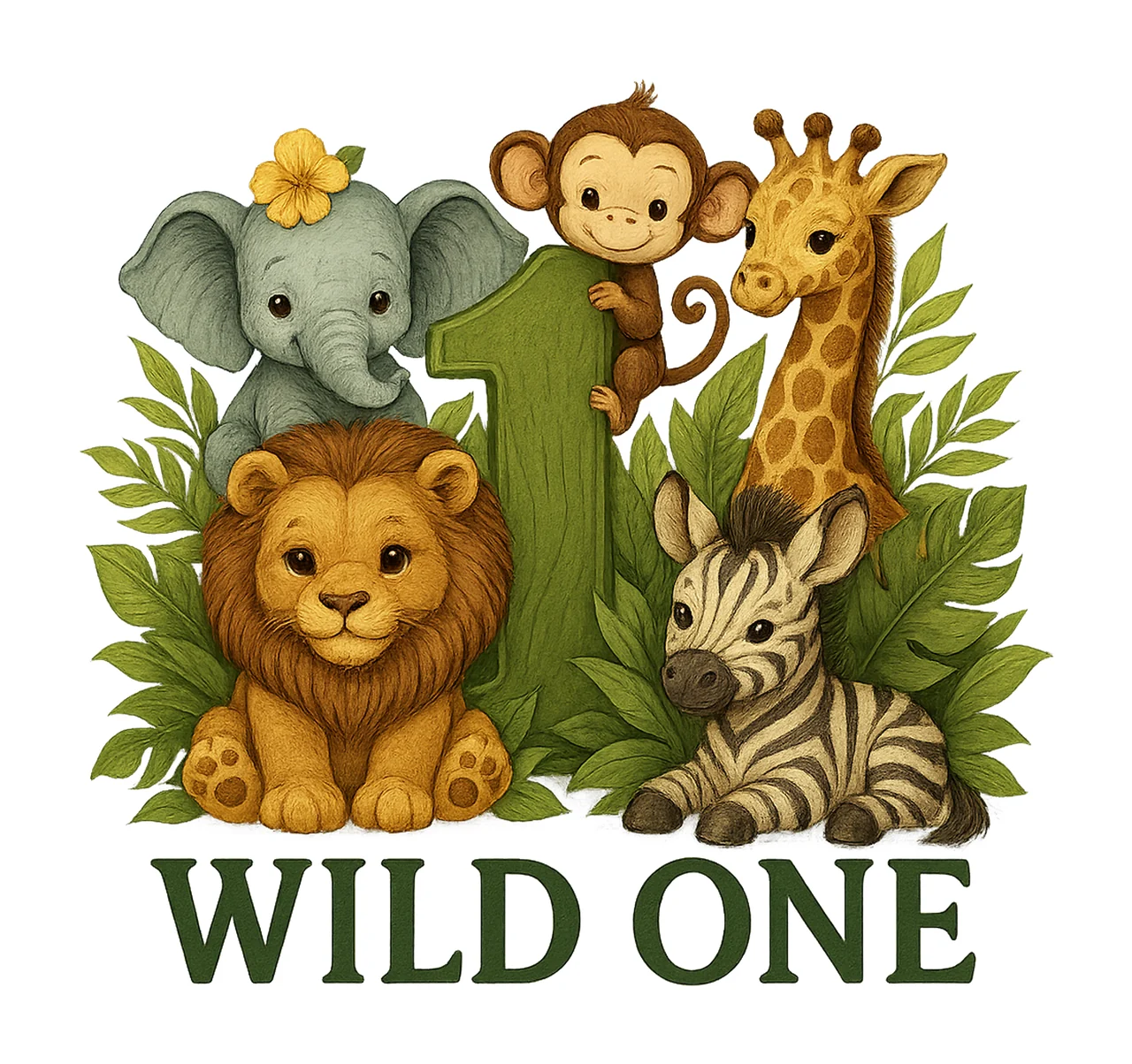 Wild One Jungle Safari First Birthday Design Baby Boy Girl