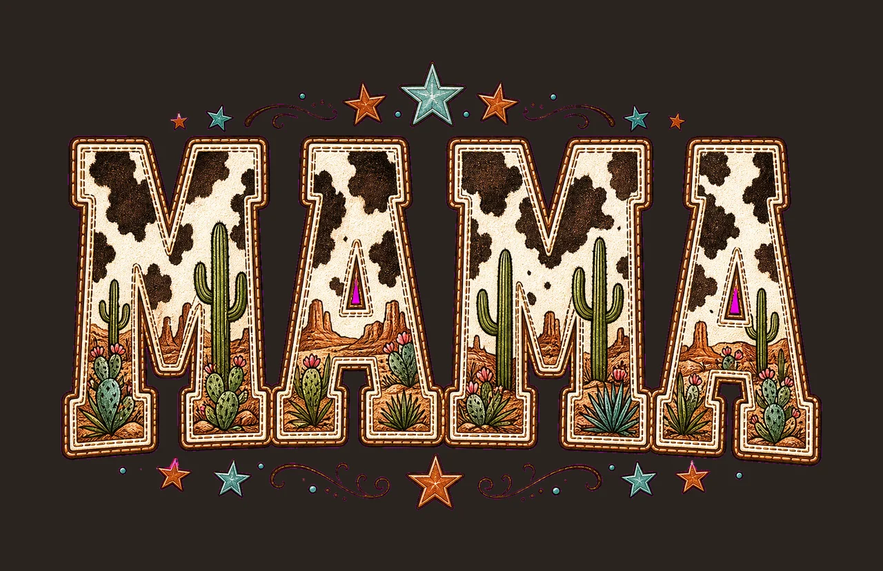 Western Mama Sublimation Shirt Cowgirl Cowhide Cactus Fill contrast preview thumbnail