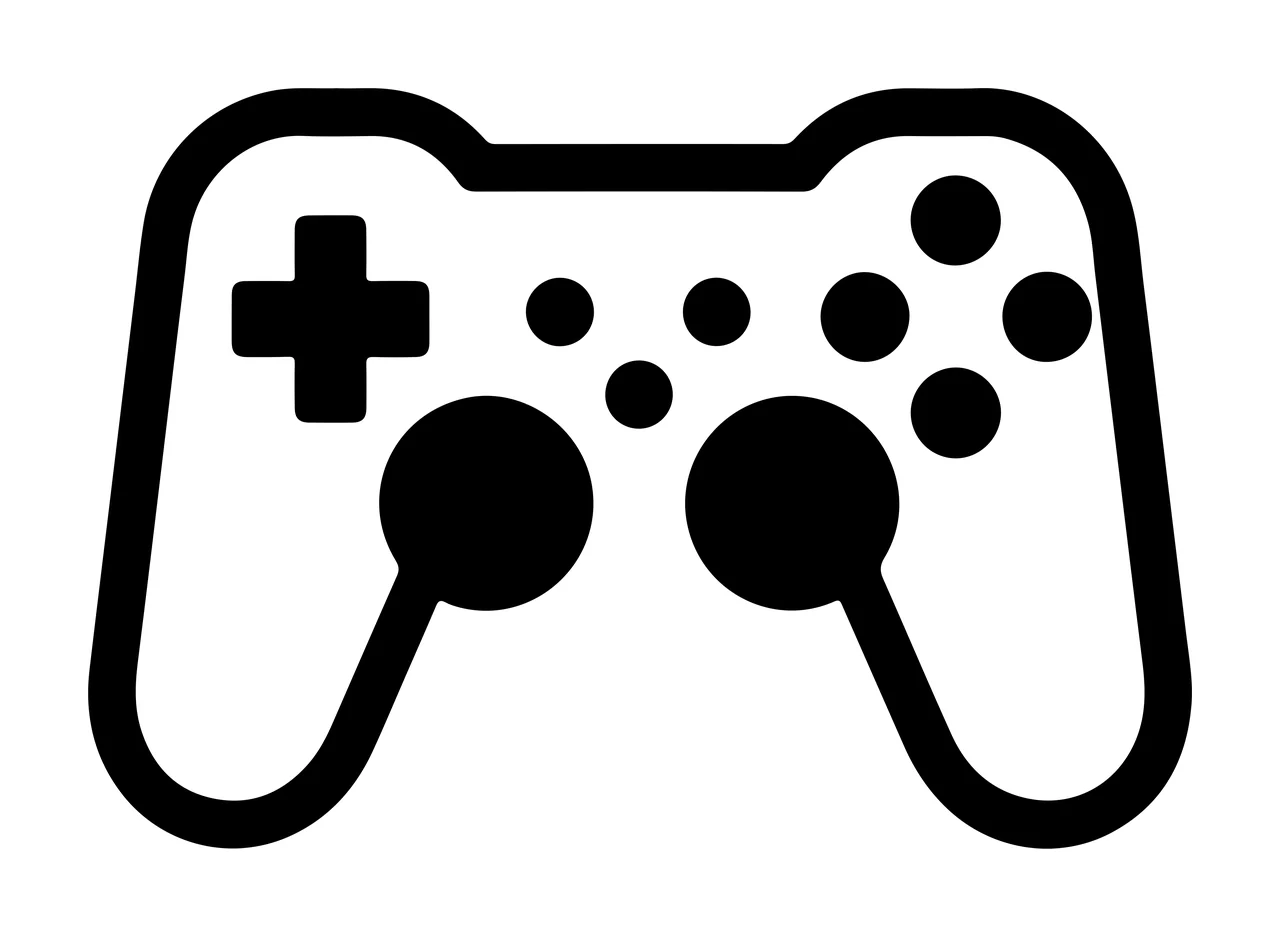 Black Silhouette Of A Classic Game Controller idle buttons