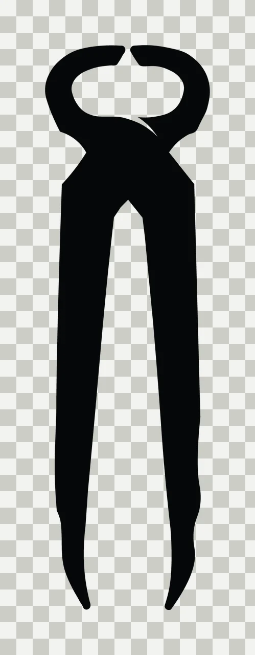 Black Silhouette Of Pincer Pliers Tool Facing Downwards pincers transparency and detail preview thumbnail