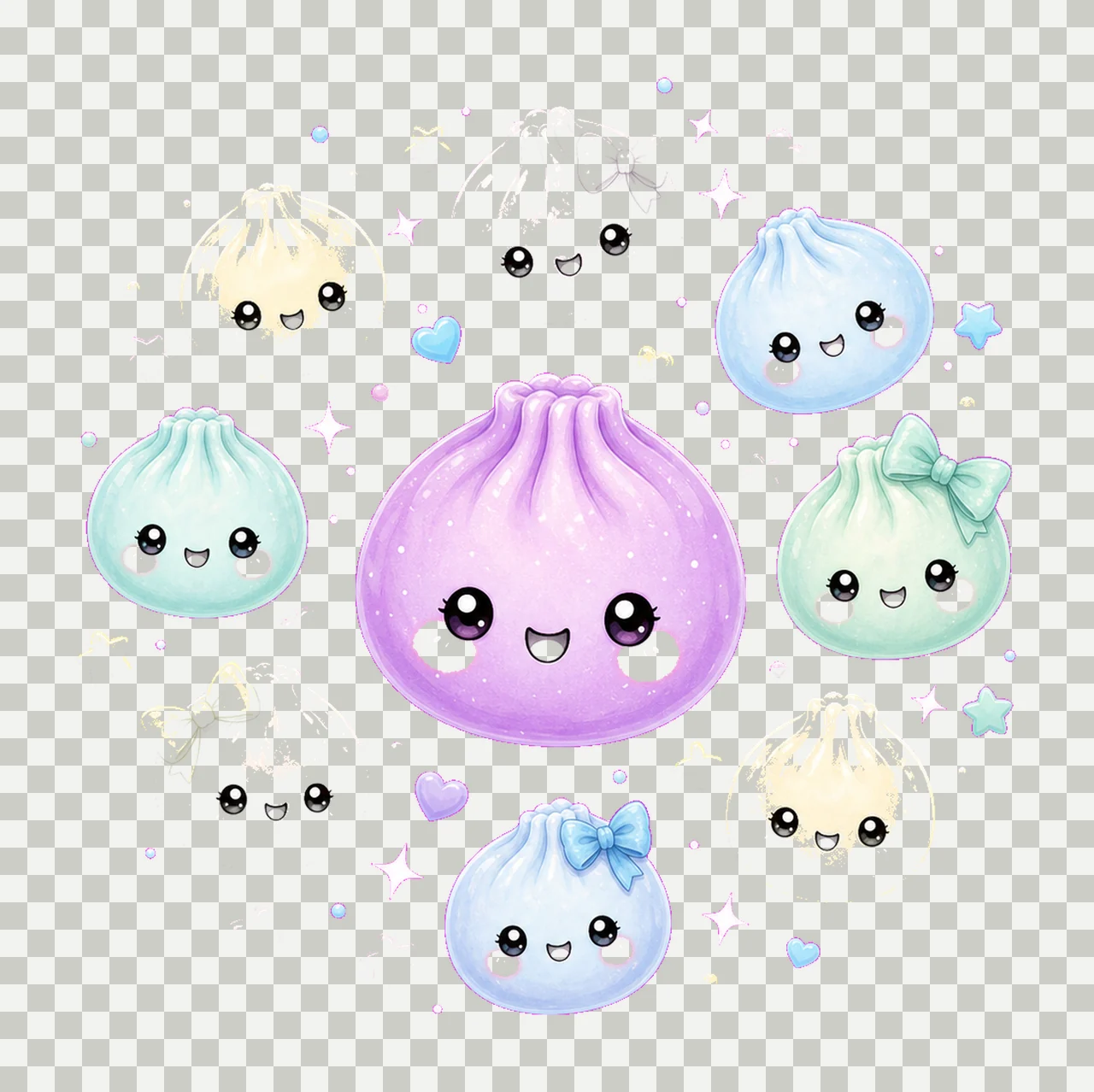 Kawaii Dumpling Cute Pastel Anime Food Variation A transparency and detail preview thumbnail