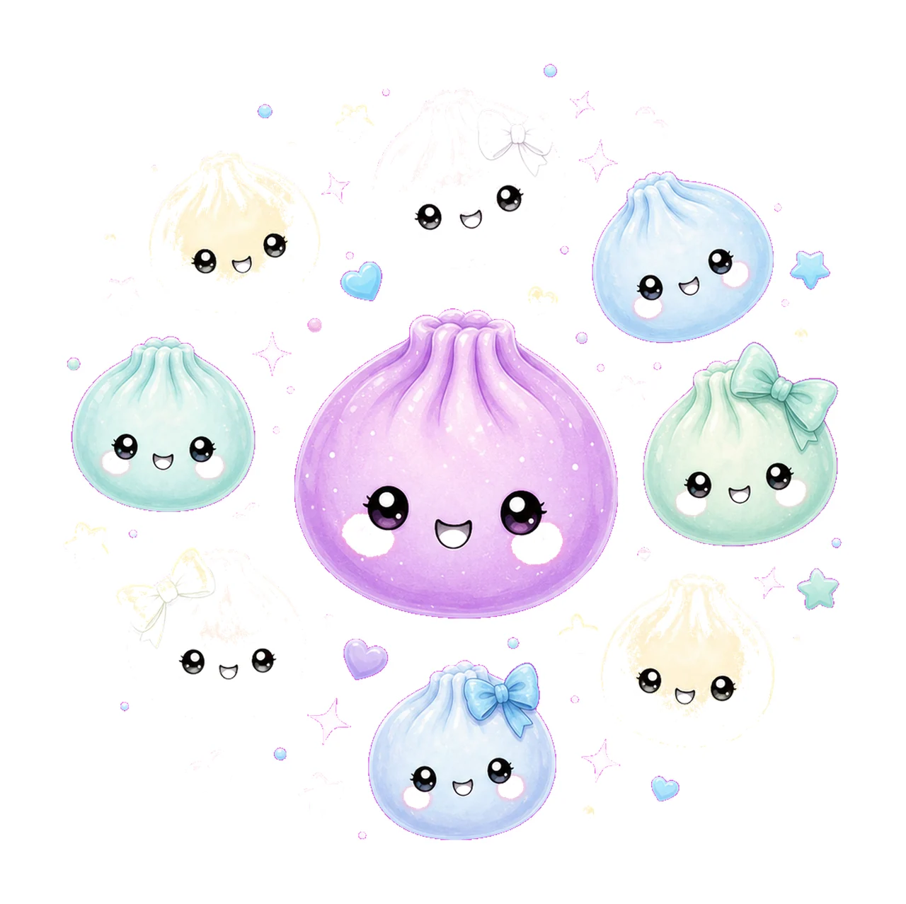 Kawaii Dumpling Cute Pastel Anime Food Variation A