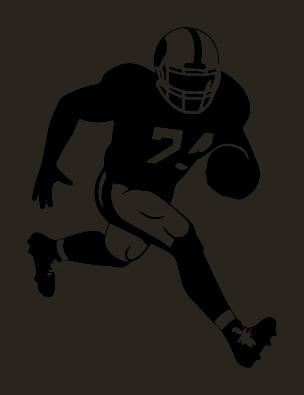 Football Player 74 Silhouette Running With A Ball helmet black contrast preview thumbnail