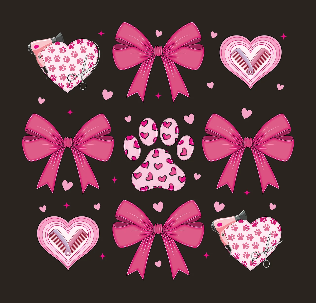 Collection Of Black Silhouettes Including Bows Hearts shapes contrast preview thumbnail