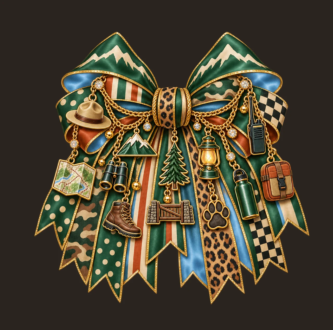 Park Ranger Bow Charm PNG, Gold Chain Charms, Transparent Sublimation Design, Digital Download contrast preview thumbnail