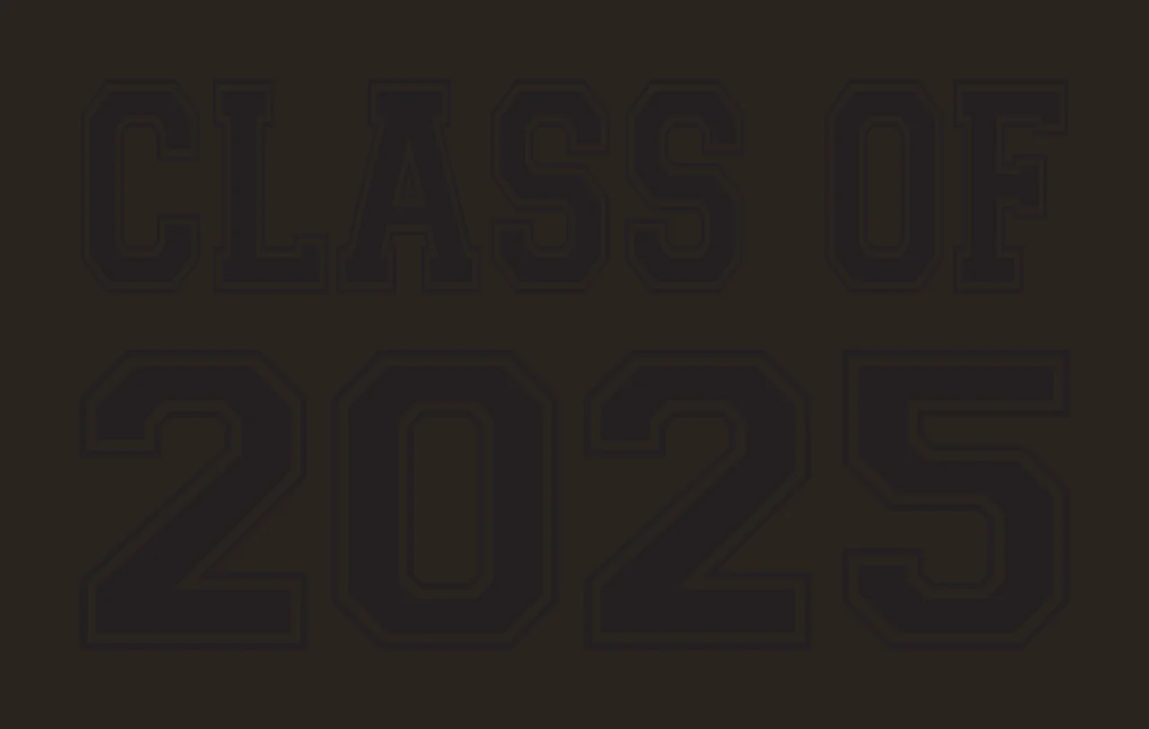 CLASS OF 2025 Typography Design with black text, white outline, bold block letters and two-line layout contrast preview thumbnail