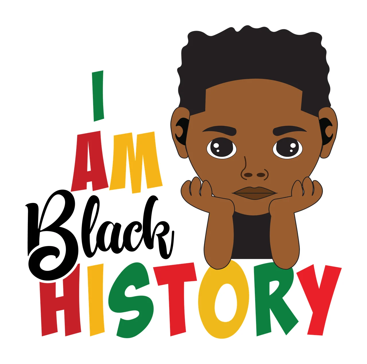 I Am A Black History Silhouette Portrait standing head white