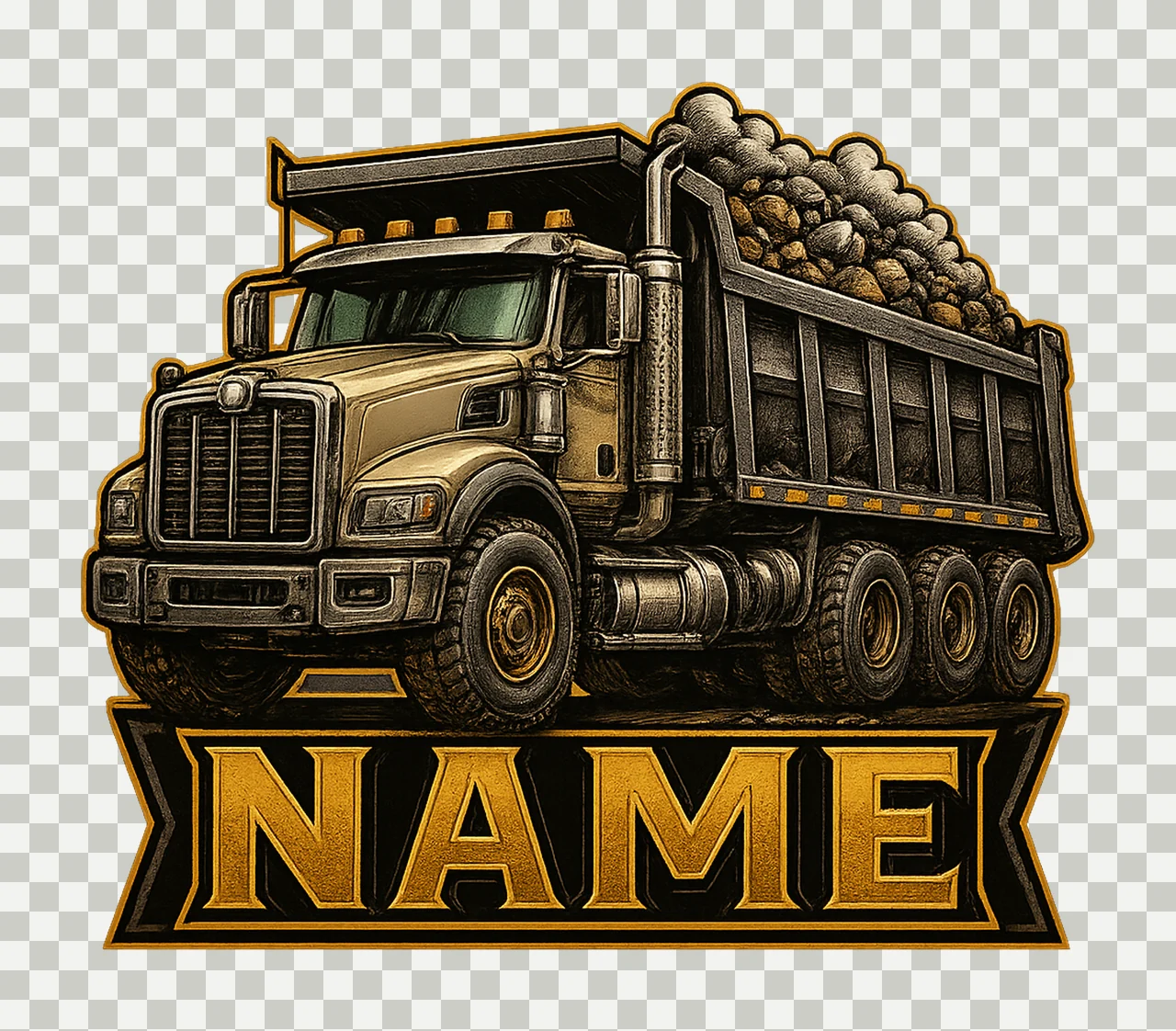 Watercolor Modern Dump Truck Construction Artwork Heavy transparency and detail preview thumbnail