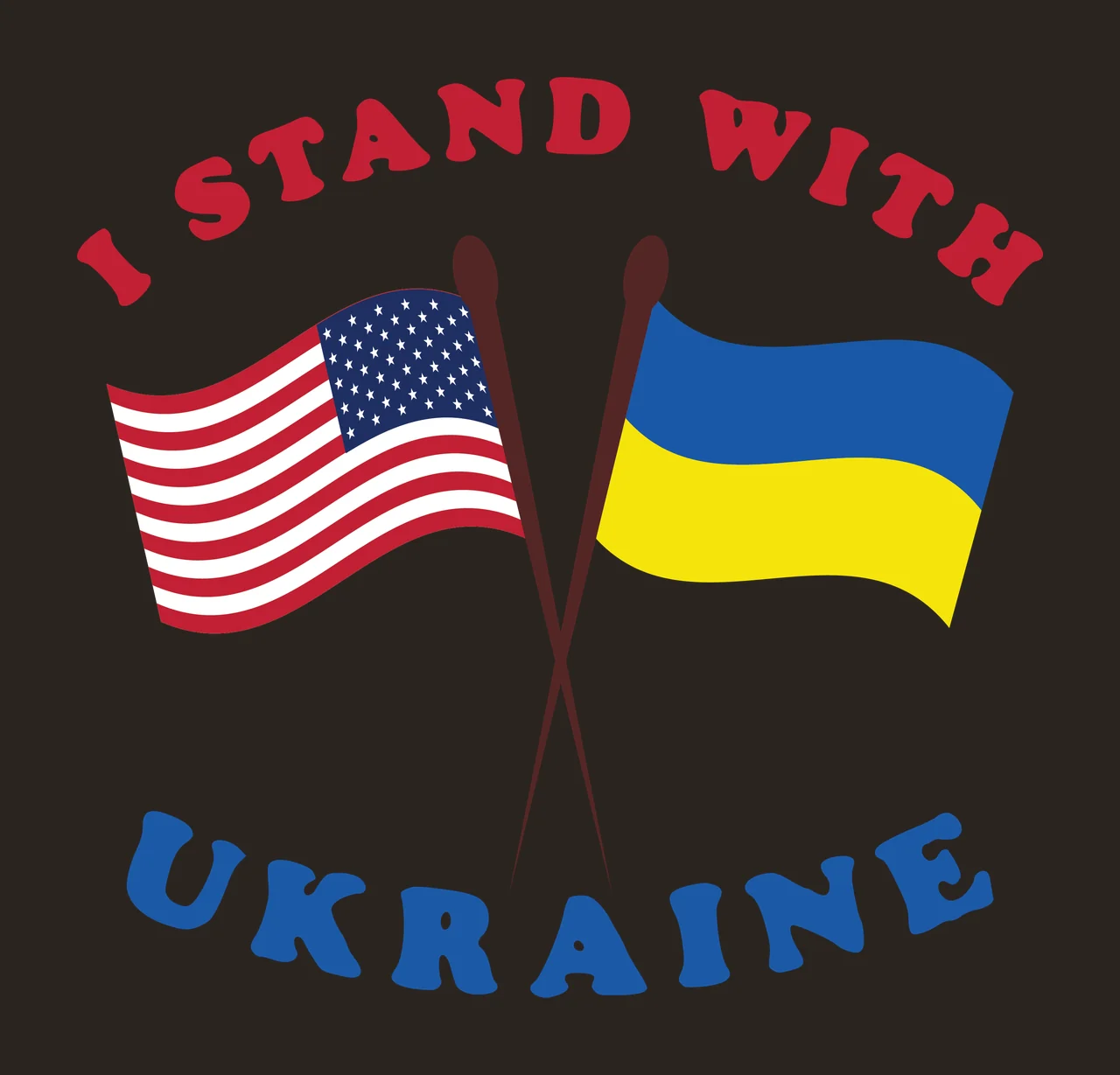 I Stand With Ukraine Text Flags and black white typography contrast preview thumbnail